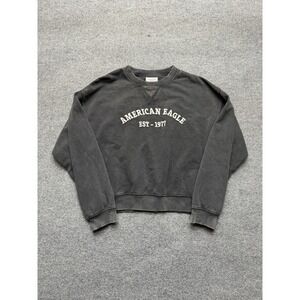 Women's American Eagle Y2K Faded Crewneck Black Size XS Sweatshirt